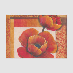 Papel De Seda Flores de Papoula em Tan e Orange Background