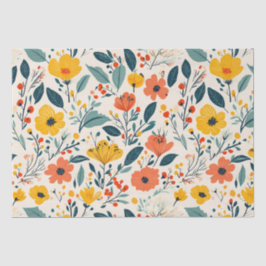 Papel De Seda Flores De Pintar Mão Coloridas