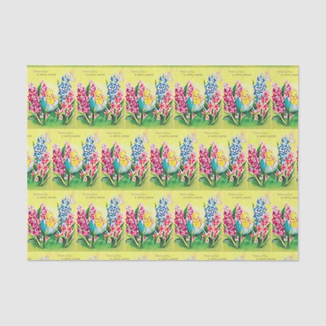 Papel De Seda flores de pintinho de Páscoa de retroragem fofa (Frente )