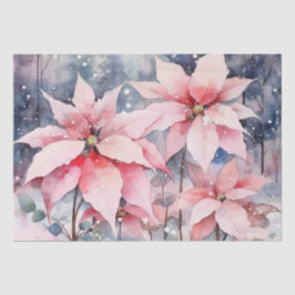 Papel De Seda Flores de Poinsettia, Cor-de-Água, Rosa, Neve