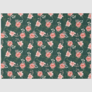 Papel De Seda Flores de Poinsettia Vermelhas em Verde Escuro