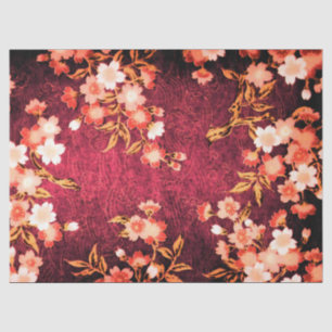 PAPEL DE SEDA FLORES DE PRIMAVERA BRANCA VERMELHA DE PINCO FLORA
