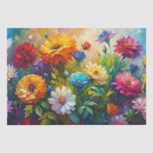 Papel De Seda Flores de Primavera Coloridas Vibrantes Decoupage
