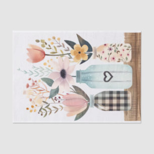 Papel De Seda Flores de primavera na desacoplamento de jarros de