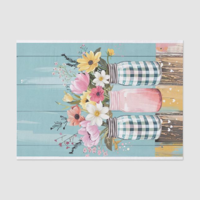 Papel De Seda Flores de primavera na desacoplamento de jarros de (Frente )