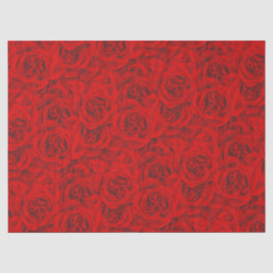 Papel De Seda Flores de Rosa vibrantes Vermelho Floral sem costu