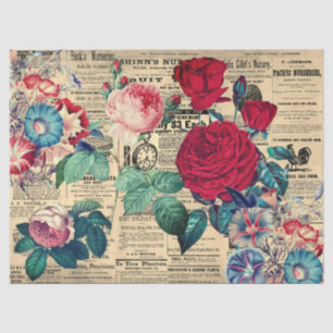 Papel De Seda Flores de Rosas Vintage