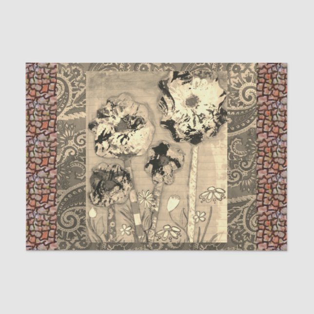 Papel De Seda Flores de Tecidos 2 (Frente )