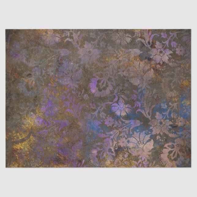 Papel De Seda Flores de Trabalho de Rolagem Roxa na Decoupage Az (Frente )