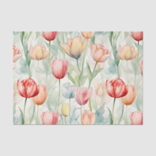 Papel De Seda Flores de Tulipa Amarela Vermelha da Fazenda