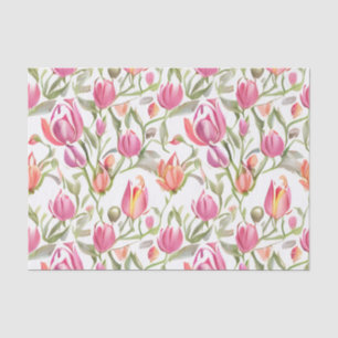 Papel De Seda Flores De Tulipas De Padrão Floral
