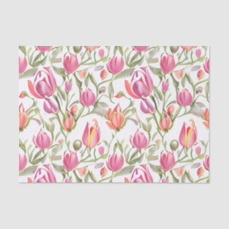 Papel De Seda Flores De Tulipas De Padrão Floral