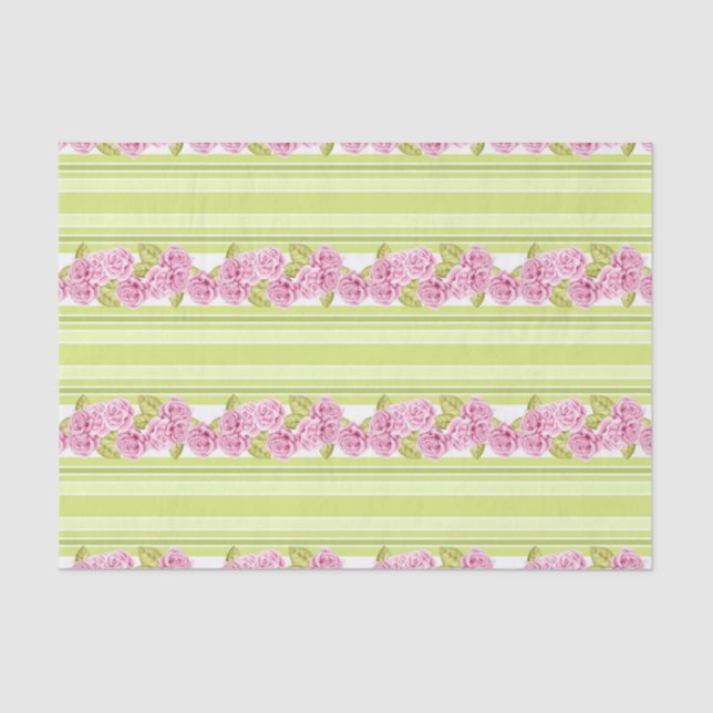 PAPEL DE SEDA FLORES DE VERDE LIMÃO PÁLICOS E DE TINTA DELICADA (Frente )