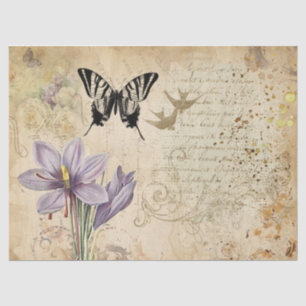 Papel De Seda Flores Decorativas Borboletas Ephemera Decoupage