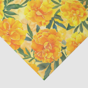 Papel De Seda Flores do Tipo Marigold Amarelo-Laranja e Laranja