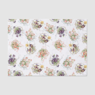 Papel De Seda Flores do vintage, filigrana e fitas