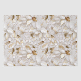 Papel De Seda Flores Douradas Brancas de Lotus