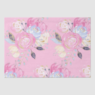 Papel De Seda Flores Douradas de Lente Pastel