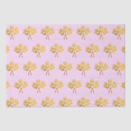 Papel De Seda Flores Douradas de Rosa-, cor-de-rosa-Pastel, Boni