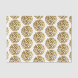 Papel De Seda Flores Douradas Elegantes Dahlia em Branco