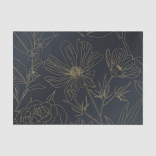 Papel De Seda Flores Douradas Elegantes delineiam design de grad