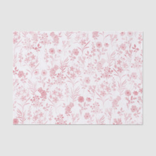 Papel De Seda Flores Douradas Elegantes Rosa Botânicas Brancas