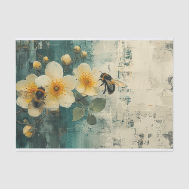 Papel De Seda Flores e abelhas (Frente )