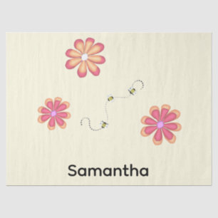 Papel De Seda Flores e Abelhas Personalizadas