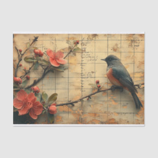 Papel De Seda Flores e aves