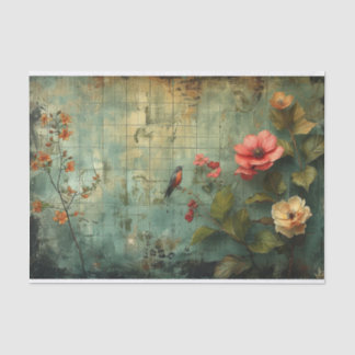 Papel De Seda Flores e aves