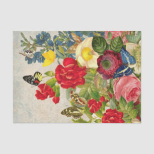 Papel De Seda Flores e Borboletas Grandes Brilhantes 