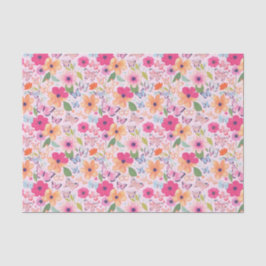 Papel De Seda Flores e borboletas, papel-tecido-Primavera