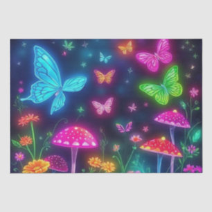 Papel De Seda Flores e Cogumelos Fairycore Butterflies