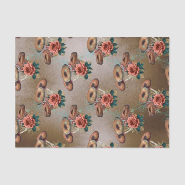 Papel De Seda Flores e Cogumelos Vintage (Frente )