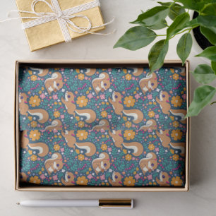 Papel De Seda Flores e esquilos de primavera