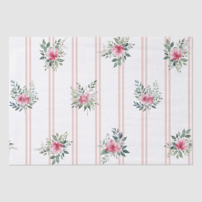 Papel De Seda Flores e faixas de aquarela (Frente )