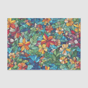 Papel De Seda Flores e Folhas de Jardim Mosaico