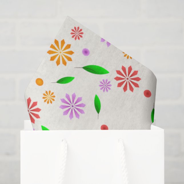 Papel De Seda Flores e Folhas Vibrantes da Primavera (Sacola de presentes)