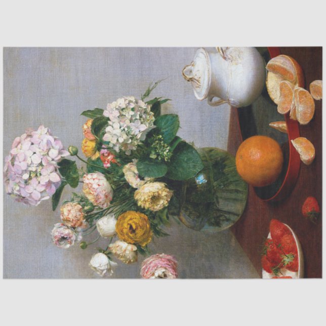 Papel De Seda Flores e Frutas, Henri Fantin-Latour (Frente )