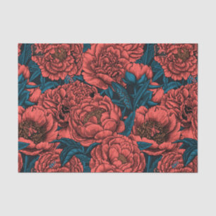 Papel De Seda Flores e mariposas de ervilhas vermelhas