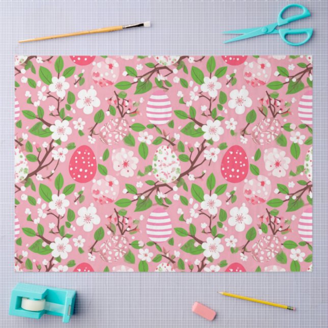 Papel De Seda Flores e Ovos (Arte )