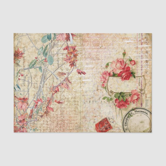 Papel De Seda Flores e Rosas cor-de-rosa deliciosos (Frente )