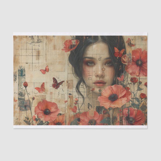 Papel De Seda Flores e uma jovem (Frente )