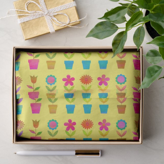 Papel De Seda Flores e vasos em um dia ensolarado (Presente)