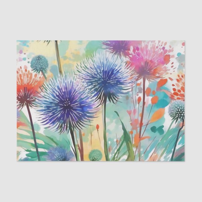 Papel De Seda Flores Echinops abstrato (Frente )