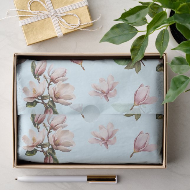 Papel De Seda Flores Elegantes de Magnólia do Sul (Presente)