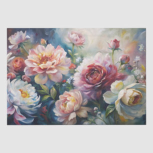 Papel De Seda Flores Elegantes de Primavera em Tons Pastel Decou