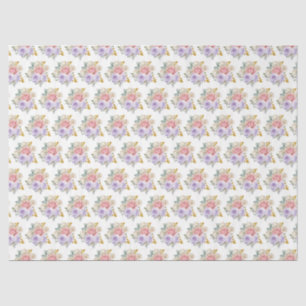 Papel De Seda Flores Elegantes Rosa e Roxo