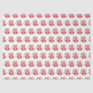 Papel De Seda Flores Elegantes Rosa Quente e Dourado