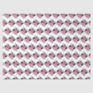 Papel De Seda Flores Elegantes Rosa Quente e Prata